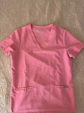 Figs Pink V-Neck Scrub Top - Bright Pink